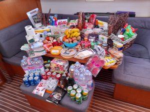A typical food supply run for sailing on a yacht